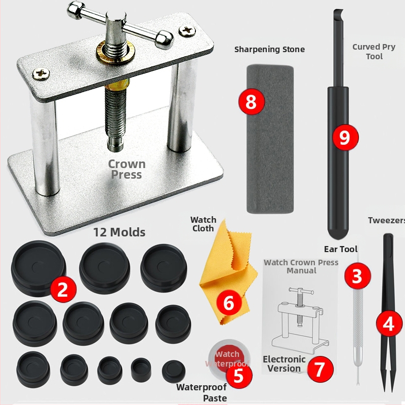 Kodumajapidamises kasutatavate kellade korkimismasinate kellade remonditööriistade aku vahetamine, elektrooniline kvartskellade korkimismasin, korkimis- ja korkimiskellade ülikond