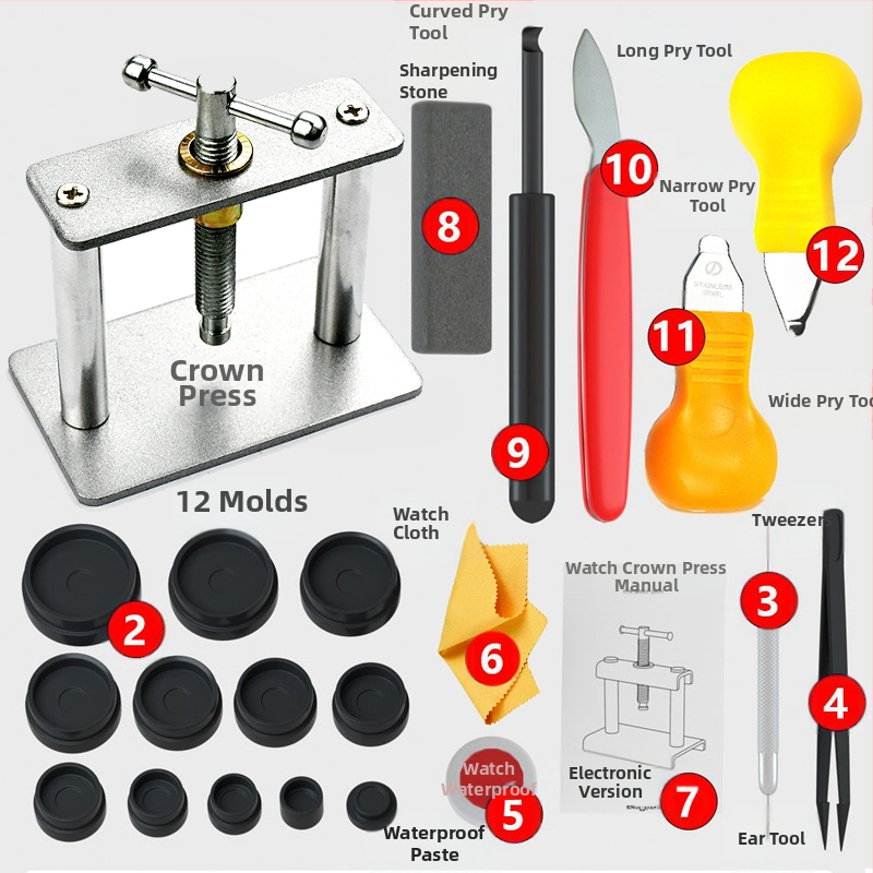 Kodumajapidamises kasutatavate kellade korkimismasinate kellade remonditööriistade aku vahetamine, elektrooniline kvartskellade korkimismasin, korkimis- ja korkimiskellade ülikond