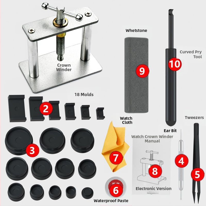 Kodumajapidamises kasutatavate kellade korkimismasinate kellade remonditööriistade aku vahetamine, elektrooniline kvartskellade korkimismasin, korkimis- ja korkimiskellade ülikond