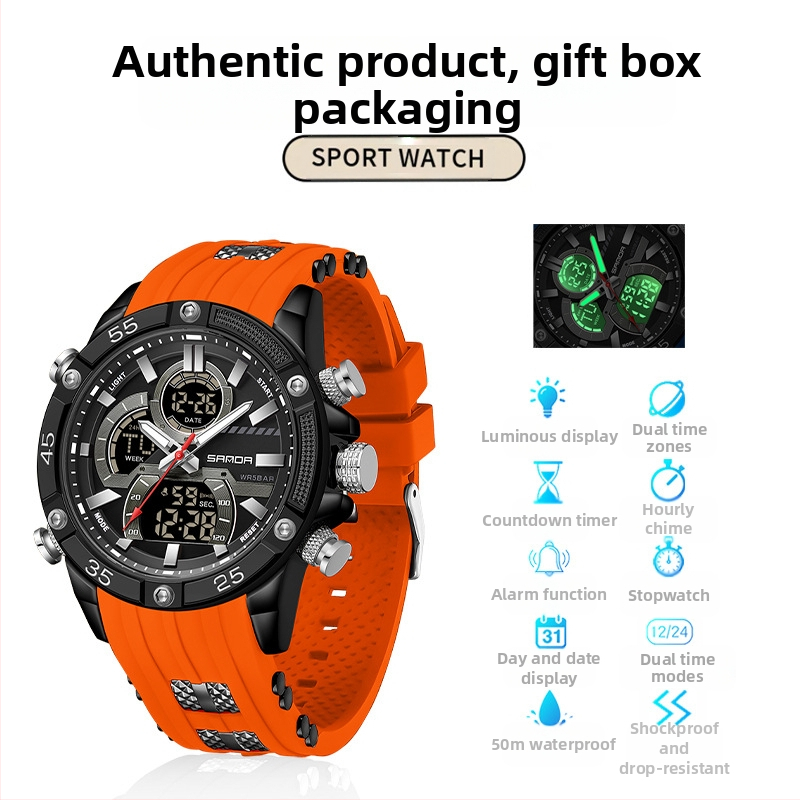 Meeste väliskaubanduse piiriülene noorte spordi elektrooniline mood multifunktsionaalne helendav veekindel äratuskell reaalajas plahvatustega