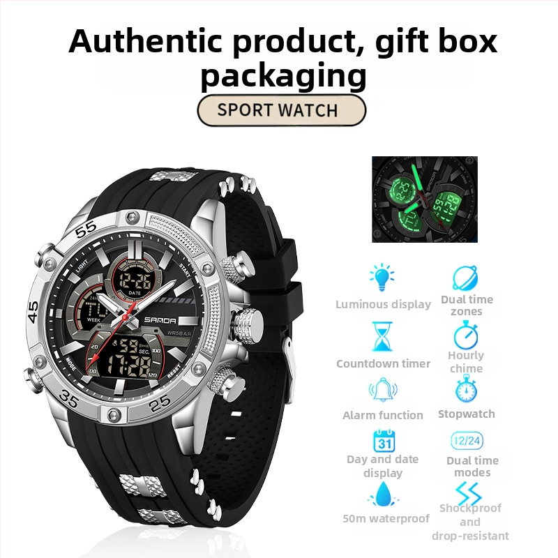 Meeste väliskaubanduse piiriülene noorte spordi elektrooniline mood multifunktsionaalne helendav veekindel äratuskell reaalajas plahvatustega