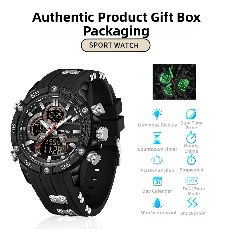 Meeste väliskaubanduse piiriülene noorte spordi elektrooniline mood multifunktsionaalne helendav veekindel äratuskell reaalajas plahvatustega