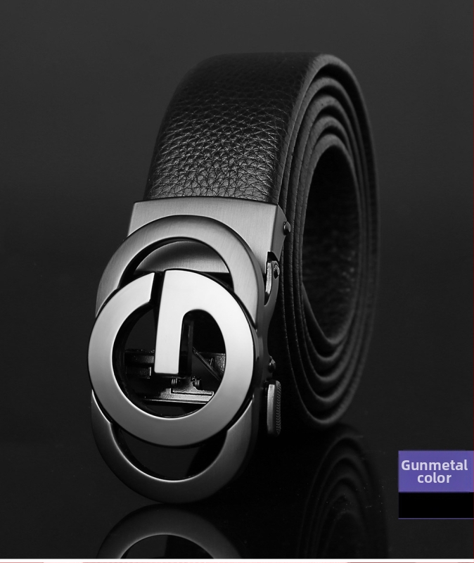 2024 m. naujas vyriškas automatinis sagties natūralios odos ličių rašto verslo vyriškas diržas, paprastos karvės odos kelnės jaunimui