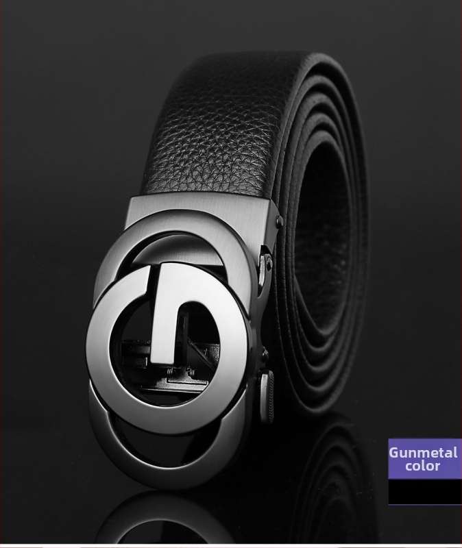 2024 m. naujas vyriškas automatinis sagties natūralios odos ličių rašto verslo vyriškas diržas, paprastos karvės odos kelnės jaunimui