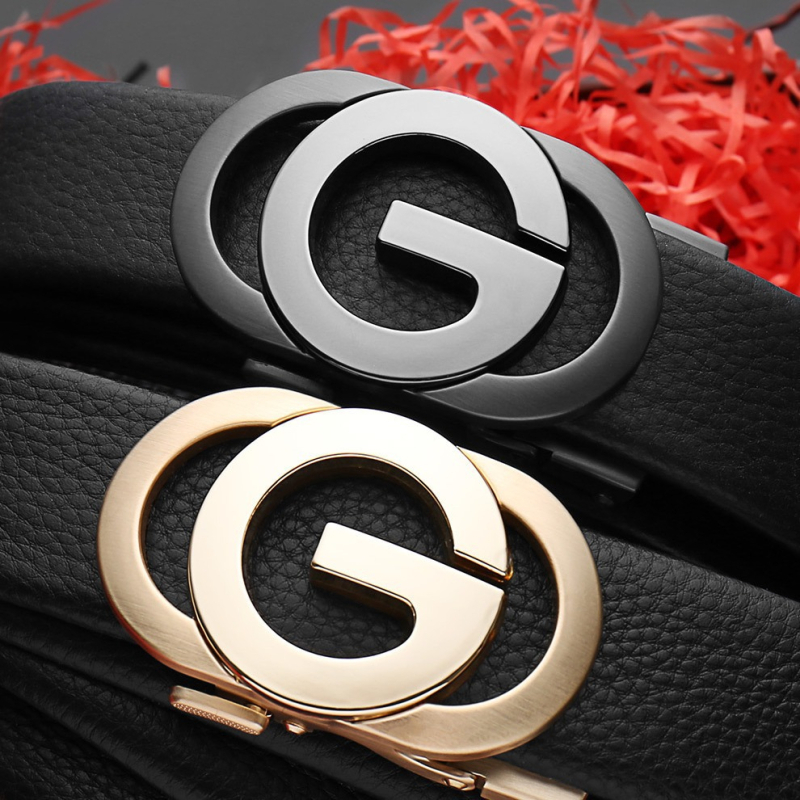 2024 m. naujas vyriškas automatinis sagties natūralios odos ličių rašto verslo vyriškas diržas, paprastos karvės odos kelnės jaunimui