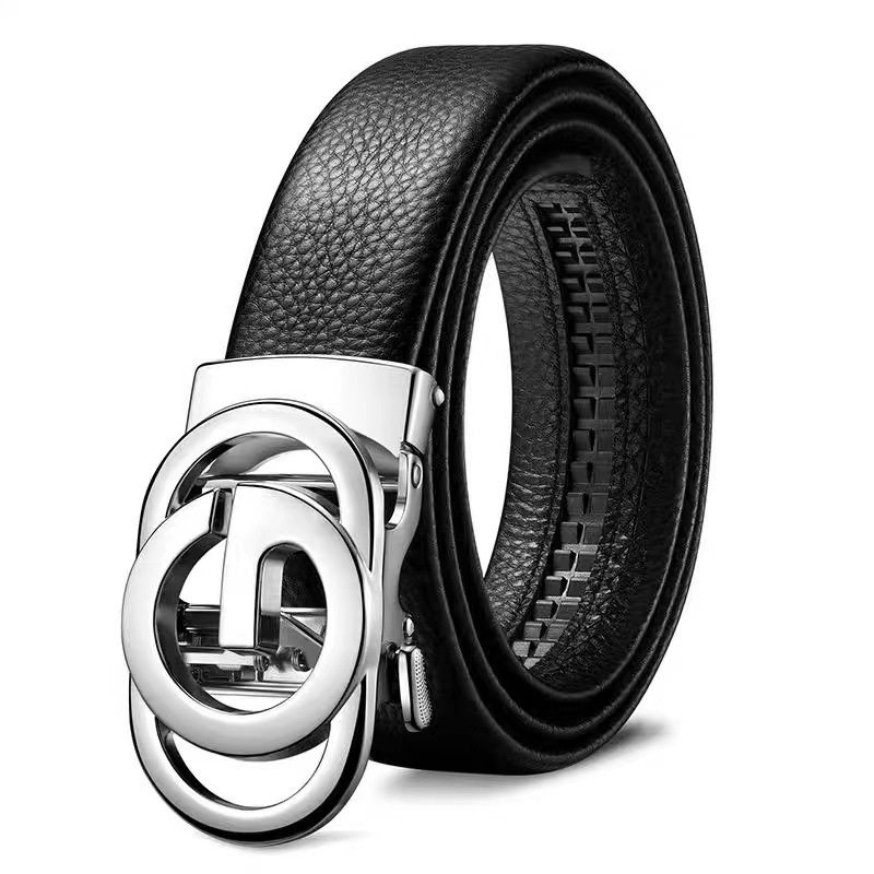 2024 m. naujas vyriškas automatinis sagties natūralios odos ličių rašto verslo vyriškas diržas, paprastos karvės odos kelnės jaunimui