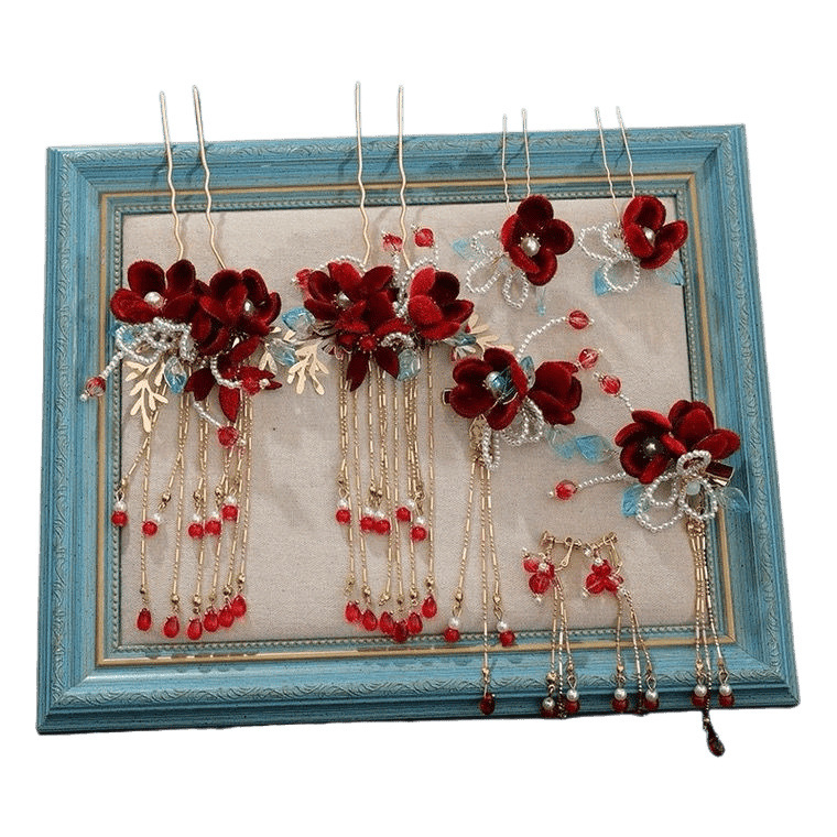 „Xiuhe“ drabužių galvos apdangalai Paprasti ir atmosferiški vestuviniai galvos apdangalai Nuotakos paprasti „Xiuhe“ galvos apdangalai Kinų nuotakos galvos apdangalai