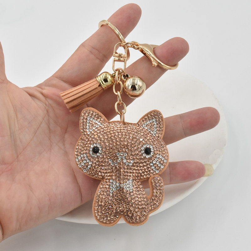 Nauja europietiška ir amerikietiška miela katės mergaitės raktų pakabukas drugelio katės šuns cirkonio animacinių filmukų gyvūnų krepšys pakabinamas