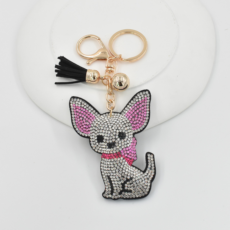 Nauja europietiška ir amerikietiška miela katės mergaitės raktų pakabukas drugelio katės šuns cirkonio animacinių filmukų gyvūnų krepšys pakabinamas