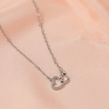 Cao Shi Κορεάτικο Στυλ Απλό Κολιέ Αγάπης σε Πολλαπλό Δημοφιλές Διαδίκτυο σε Σχήμα Καρδιάς Γλυκό Κολιέ Κοίλο Διπλής Καρδιάς Ρομαντικό Κολιέ για Γυναίκες