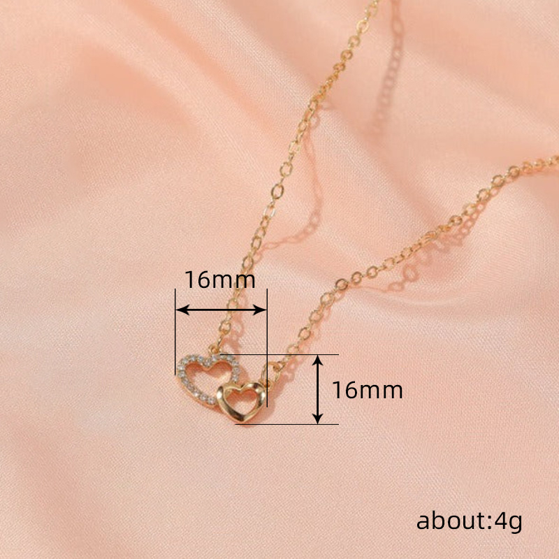 Cao Shi, colier simplu, în stil coreean, cu toate potrivirile, popular în formă de inimă, colier dulce, gol, cu două inimi, romantic, colier pentru femei
