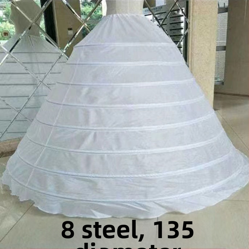 Сватбена рокля с голям балдахин на едро с 6 стоманени пръстена, подплата на полата с изключително голяма форма