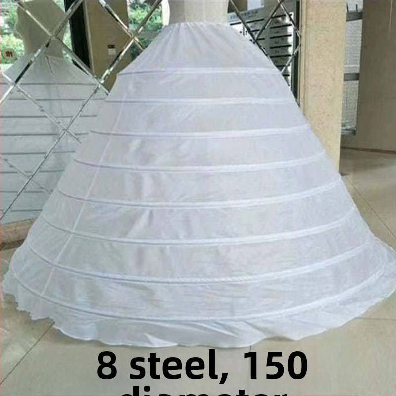 Сватбена рокля с голям балдахин на едро с 6 стоманени пръстена, подплата на полата с изключително голяма форма