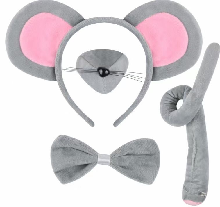 Žvėries ausų ir uodegų rinkinys Liūtas Karvė Žirafa Meškėnas Plaukų juosta Uodega Plaukų aksesuarai Galvos apdangalas Rankų darbo plaukai