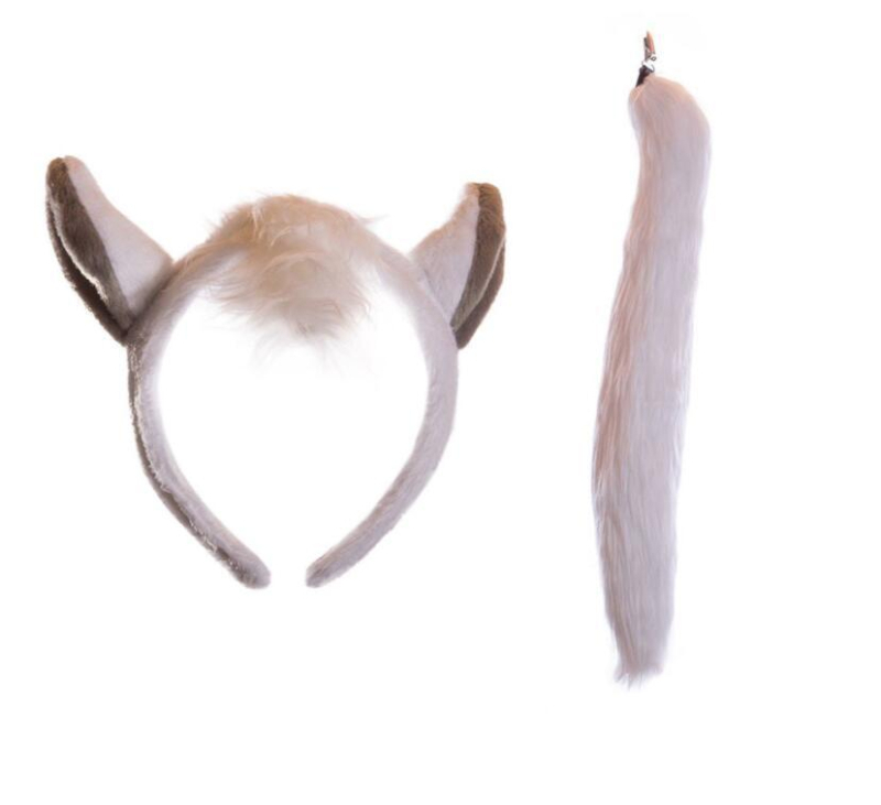 Žvėries ausų ir uodegų rinkinys Liūtas Karvė Žirafa Meškėnas Plaukų juosta Uodega Plaukų aksesuarai Galvos apdangalas Rankų darbo plaukai