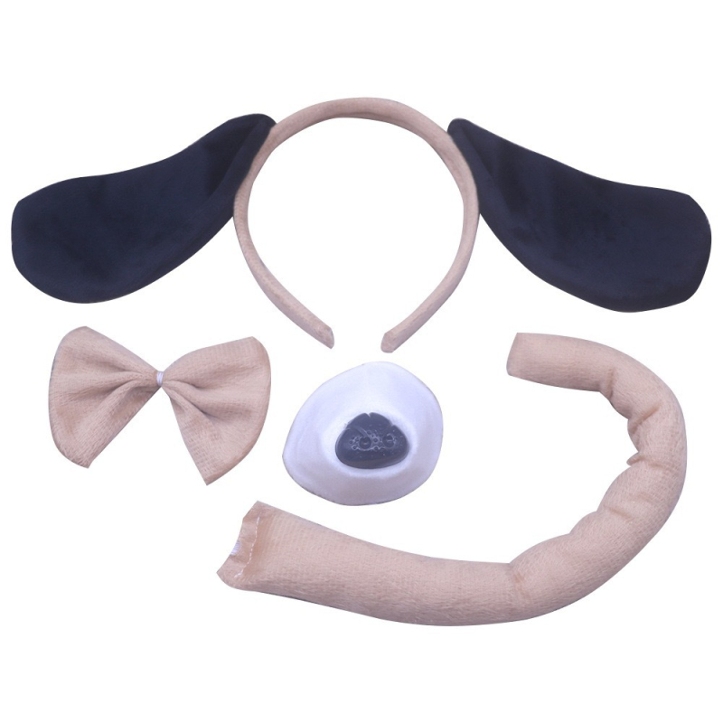 Žvėries ausų ir uodegų rinkinys Liūtas Karvė Žirafa Meškėnas Plaukų juosta Uodega Plaukų aksesuarai Galvos apdangalas Rankų darbo plaukai