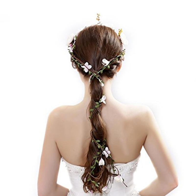 Korėjietiško stiliaus Mori stiliaus plaukų aksesuarai mergaičių princesės rotango reguliuojamas vainiko galvos juosta plaukų žiedas plaukų juosta