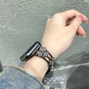 Κατάλληλο για λουράκι Apple Watch Applewatch 1-8 γενιάς iWatch Clover Diamond Full Diamond Ladies Summer