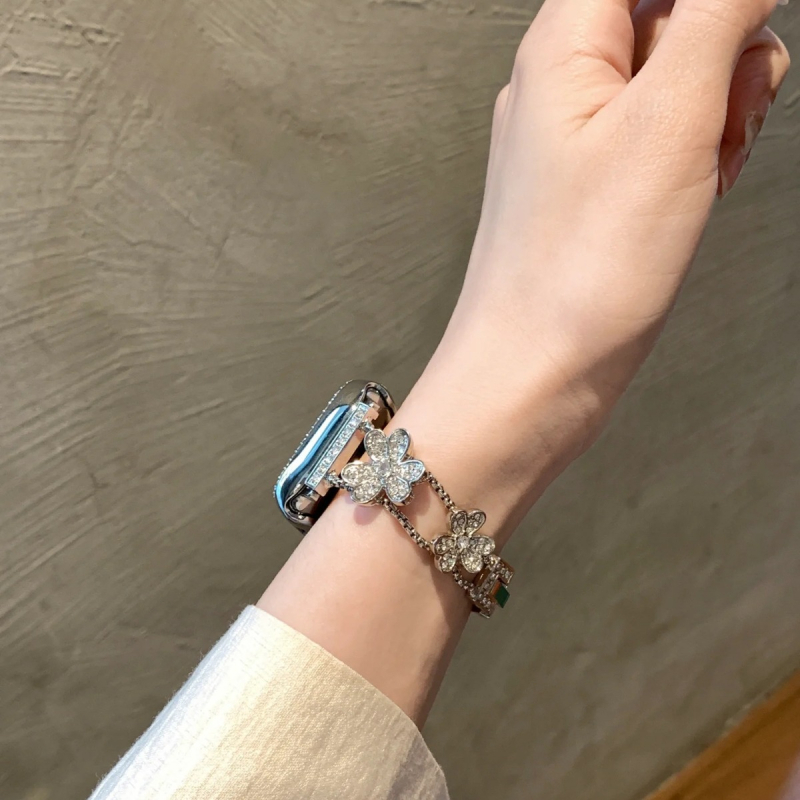 Tinka „Apple Watch“ dirželiui „Applewatch 1-8“ kartos laikrodžiui „iWatch Clover Diamond Full Diamond Ladies Summer“.