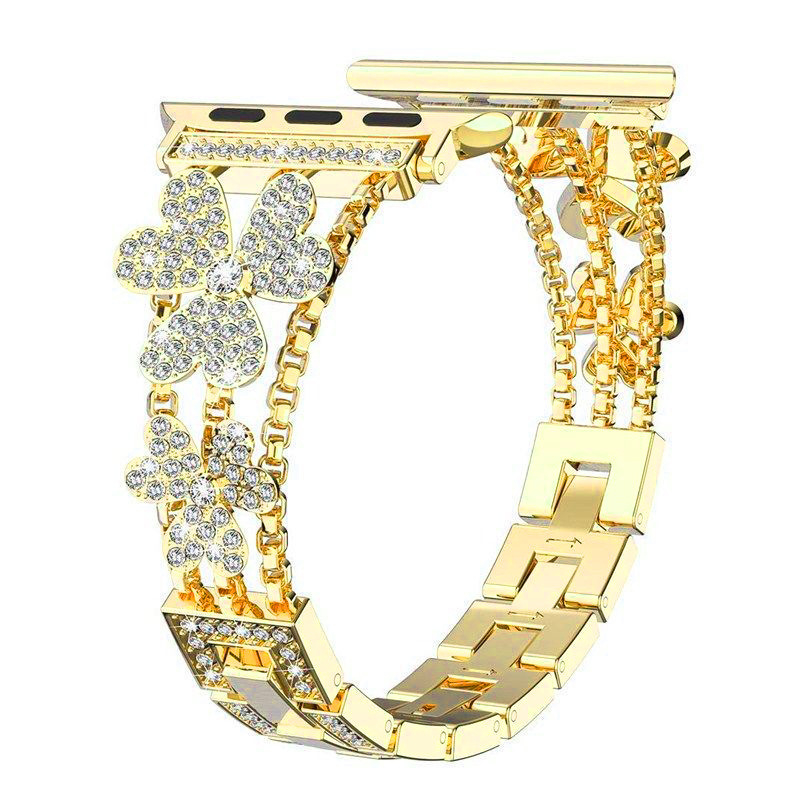 Tinka „Apple Watch“ dirželiui „Applewatch 1-8“ kartos laikrodžiui „iWatch Clover Diamond Full Diamond Ladies Summer“.