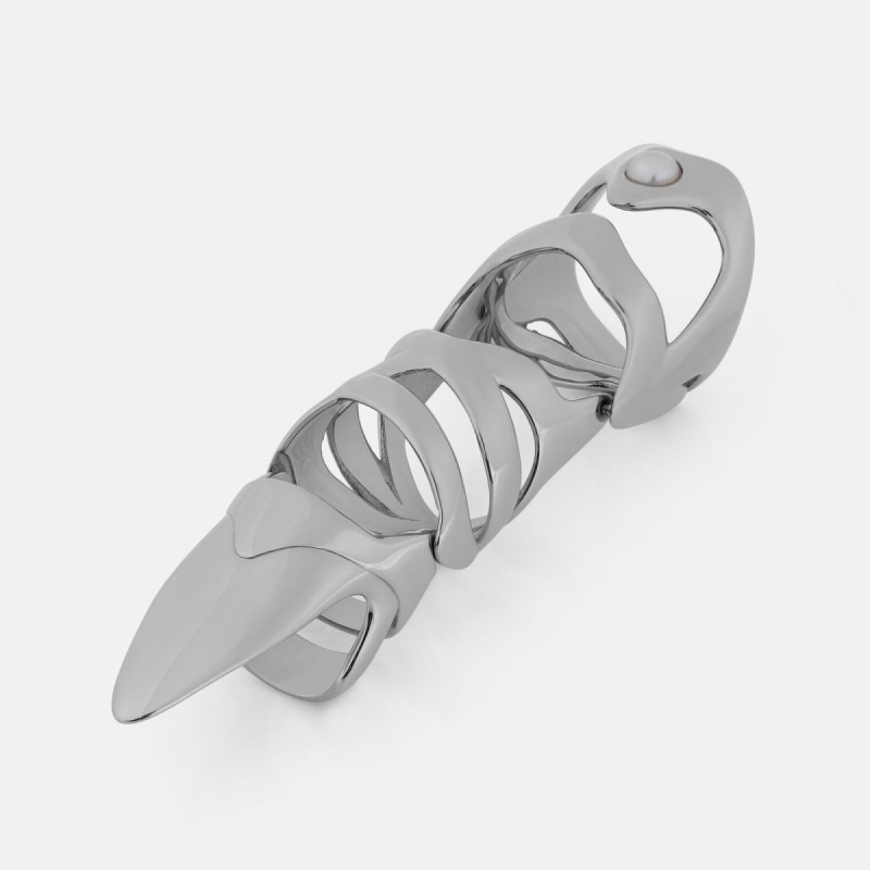 Inele de modă europene și americane transfrontaliere, inele armură punk, încrustate cu perle, suporturi pentru degete cu gheare ascuțite, bijuterii pentru protecția articulațiilor degetelor