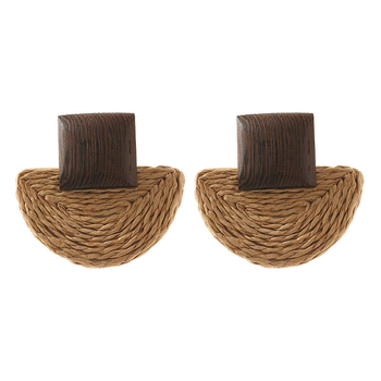 Европейски и американски тенденции геометрични ветрилообразни дървени обеци за жени, бохемски с креативна индивидуалност, преувеличени обеци, бижута