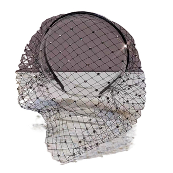 Yiwu Ρετρό Ευρωπαϊκή και Αμερικανική Κορδέλα για Νυφικό Τσάι Πάρτι Πάρτι Πλέγμα Γυναικεία Αξεσουάρ Μαλλιών Κάλυμμα Προσώπου Στρας Μαργαριταρένιο Πέπλο