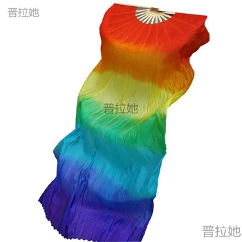 Šokių vėduoklė ... Spalvinga gradiento spalvų vaivorykštės vėduoklė Pailginta šilko vėduoklė Kvadratinė Yangko spektaklio rekvizito vėduoklė