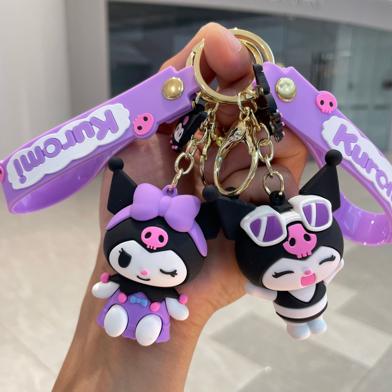 „Sanrio Kurome“ lėlės automobilio raktų pakabukas mielas ornamentas poros krepšio pakabukas minkštas plastikinis raktų pakabukas didmeninė prekyba