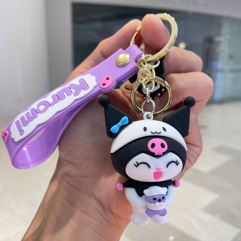 „Sanrio Kurome“ lėlės automobilio raktų pakabukas mielas ornamentas poros krepšio pakabukas minkštas plastikinis raktų pakabukas didmeninė prekyba