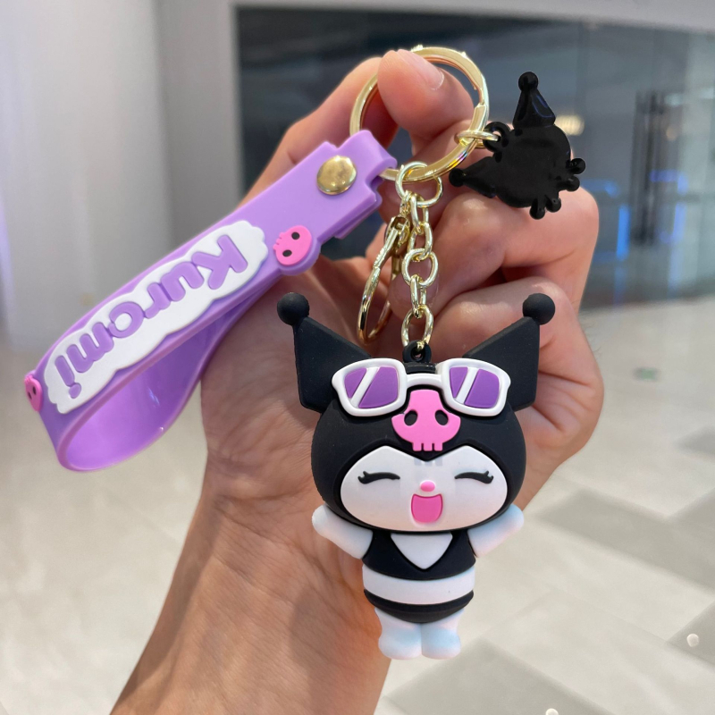 „Sanrio Kurome“ lėlės automobilio raktų pakabukas mielas ornamentas poros krepšio pakabukas minkštas plastikinis raktų pakabukas didmeninė prekyba