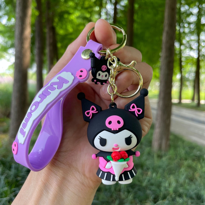 „Sanrio Kurome“ lėlės automobilio raktų pakabukas mielas ornamentas poros krepšio pakabukas minkštas plastikinis raktų pakabukas didmeninė prekyba