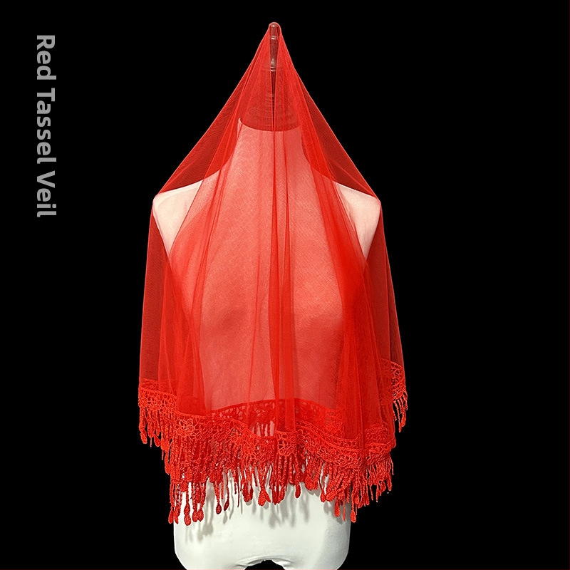 Nauja atvykusi raudonplaukė nuotakos ir vestuvinė suknelė „Xiuhe“ su raudonplauke kiniško stiliaus retro stiliaus trumpa nėriniuota foto siūlų nuotraukoms