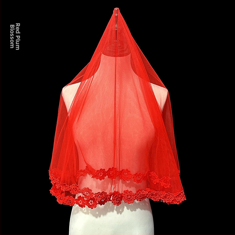 Nauja atvykusi raudonplaukė nuotakos ir vestuvinė suknelė „Xiuhe“ su raudonplauke kiniško stiliaus retro stiliaus trumpa nėriniuota foto siūlų nuotraukoms