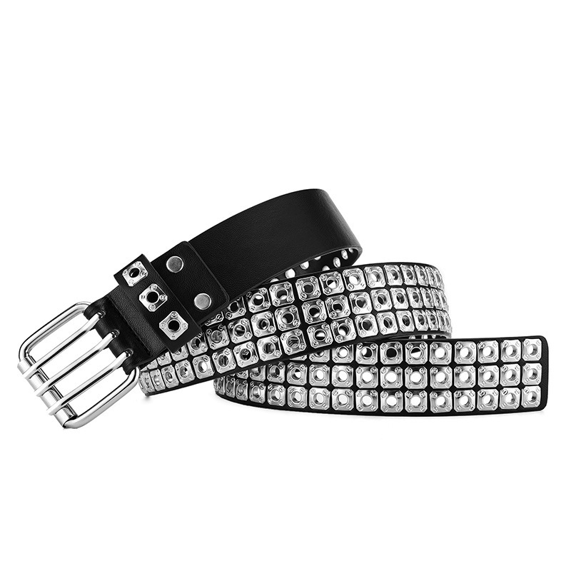 Europietiškas ir amerikietiškas pankroko stiliaus „Nis Rivet Eyelet“ moteriškas studentų diržas, madingas, stilingas, madingas, dekoratyvinis džinsinis diržas