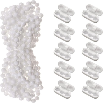 3 kreminės baltos spalvos karoliukų grandinėlė su 10 jungiamųjų sagčių, užuolaidų aksesuarai, sandėlyje