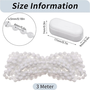 3 kreminės baltos spalvos karoliukų grandinėlė su 10 jungiamųjų sagčių, užuolaidų aksesuarai, sandėlyje