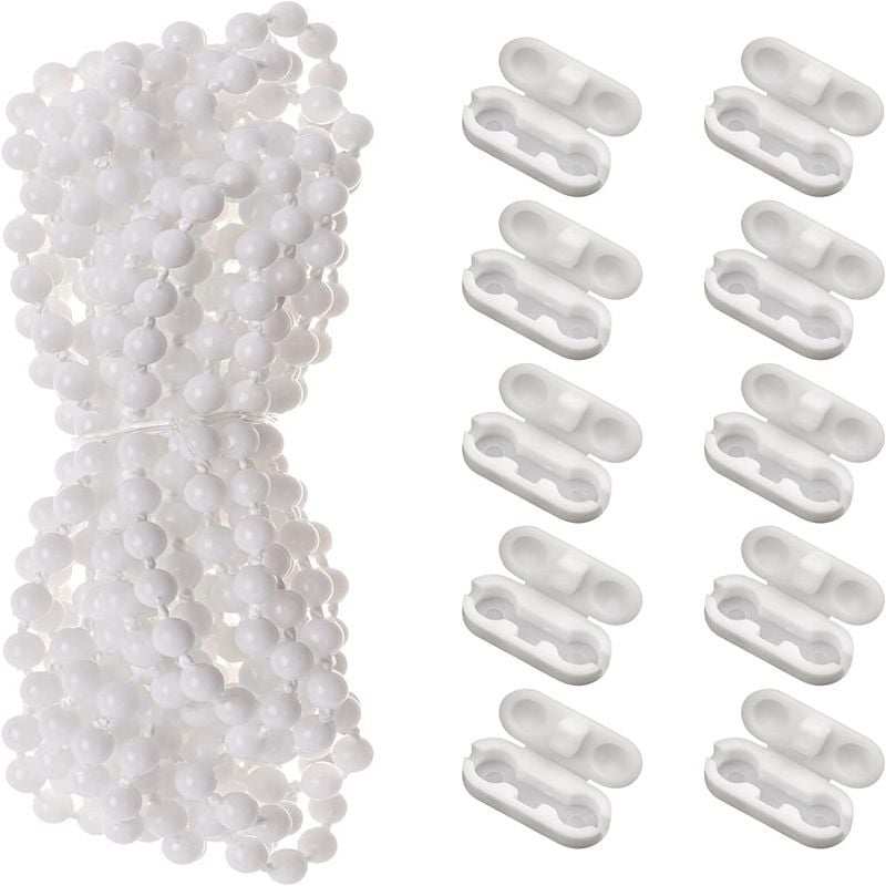 3 kreminės baltos spalvos karoliukų grandinėlė su 10 jungiamųjų sagčių, užuolaidų aksesuarai, sandėlyje