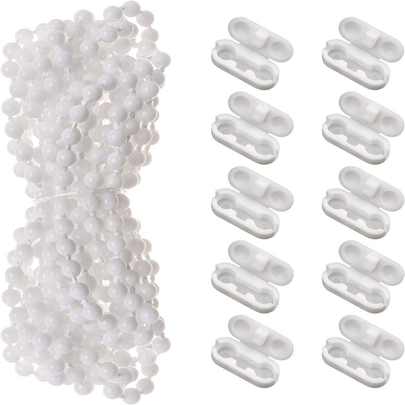 3 kreminės baltos spalvos karoliukų grandinėlė su 10 jungiamųjų sagčių, užuolaidų aksesuarai, sandėlyje