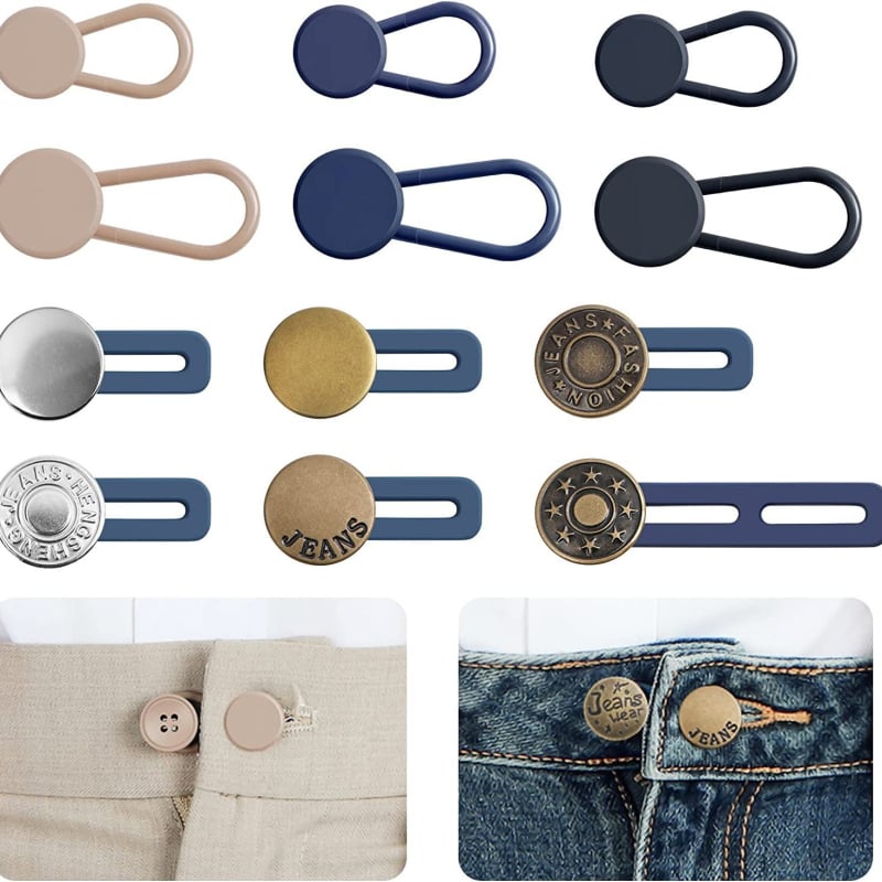 12 bucăți de cataramă de extensie pentru blugi, cataramă de extensie pentru blugi, cataramă de extensie multifuncțională, buton de extensie, cataramă de reglare cu arc