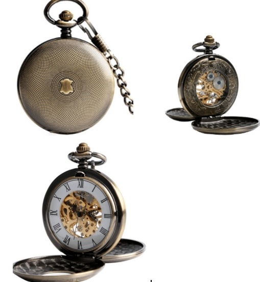 Metalinis baltas poliruotas dvigubas atviras mechaninis kišeninis laikrodis, retro blizgus studentų dovanų atminimo kišeninis laikrodis