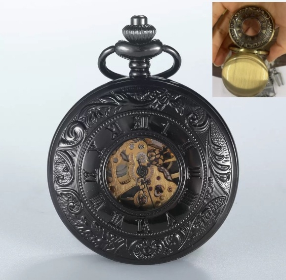 Metalinis baltas poliruotas dvigubas atviras mechaninis kišeninis laikrodis, retro blizgus studentų dovanų atminimo kišeninis laikrodis