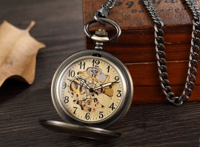 Metalinis baltas poliruotas dvigubas atviras mechaninis kišeninis laikrodis, retro blizgus studentų dovanų atminimo kišeninis laikrodis