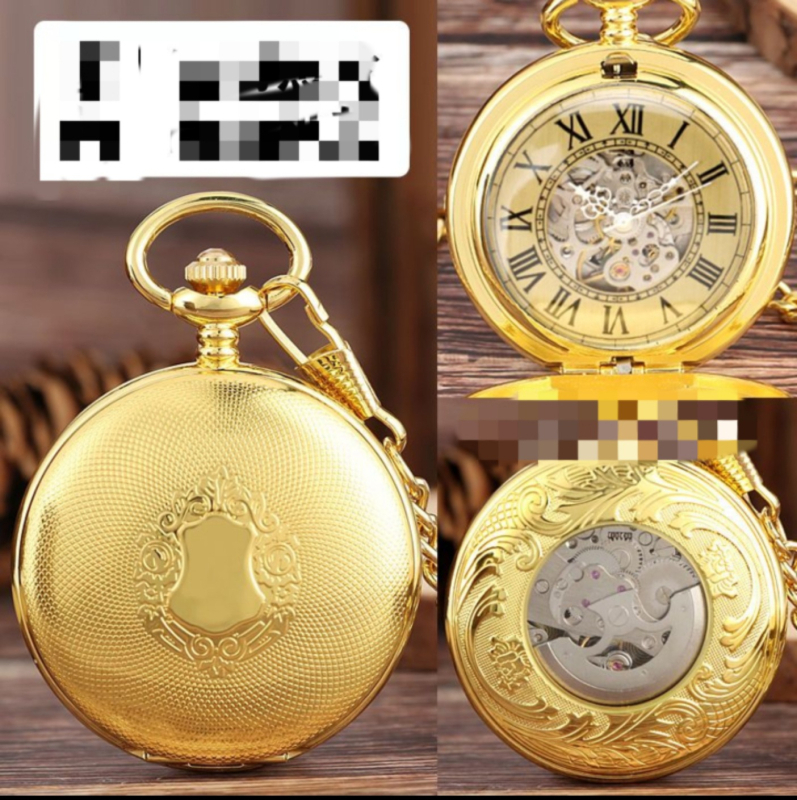 Metalinis baltas poliruotas dvigubas atviras mechaninis kišeninis laikrodis, retro blizgus studentų dovanų atminimo kišeninis laikrodis