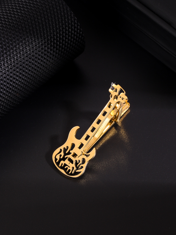 Hiphop-punkmuusikariist kitarr titaanterasest lipsuklamber moodne tipptasemel muusika lõbus roostevabast terasest lipsuklamber