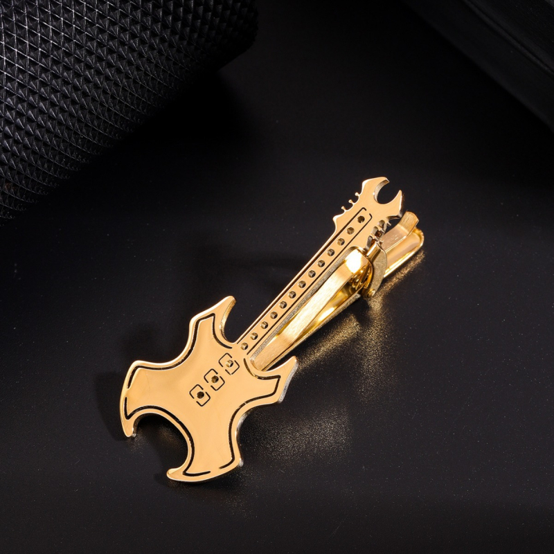 Hiphop-punkmuusikariist kitarr titaanterasest lipsuklamber moodne tipptasemel muusika lõbus roostevabast terasest lipsuklamber