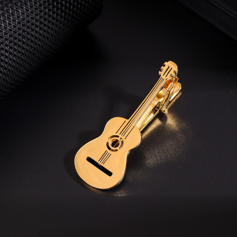 Hiphop-punkmuusikariist kitarr titaanterasest lipsuklamber moodne tipptasemel muusika lõbus roostevabast terasest lipsuklamber