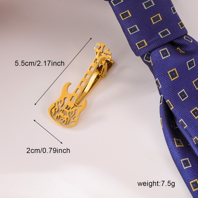 Hiphop-punkmuusikariist kitarr titaanterasest lipsuklamber moodne tipptasemel muusika lõbus roostevabast terasest lipsuklamber