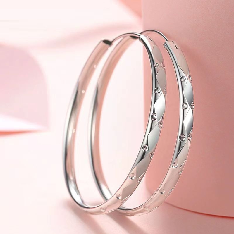 Modne velike naušnice sa zvjezdastim vrhom 2024., nove popularne elegantne okrugle naušnice za žene, visokokvalitetni pretjerani nakit od čistog srebra