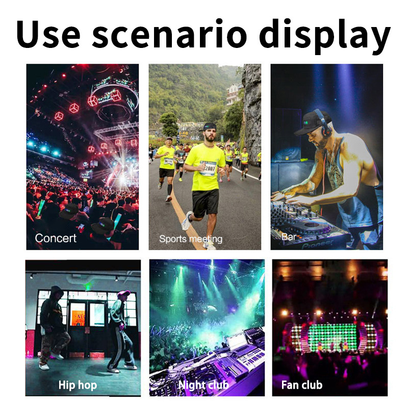 LED skrybėlė minkštas ekranas „Bluetooth“ „pasidaryk pats“ mobiliojo telefono rinkinys subtitrai slinktis, vaikščioti žodis, skėtis nuo saulės.